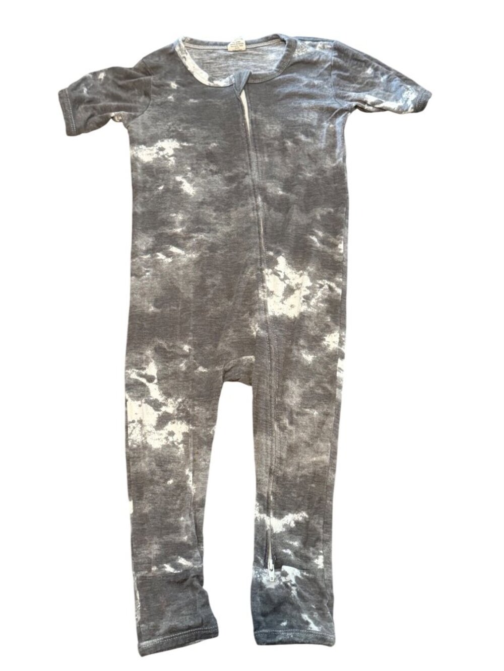 Larkspur Baby Convertible Footed Romper 2T | Gray White Tie-Dye Bamboo Pajamas |